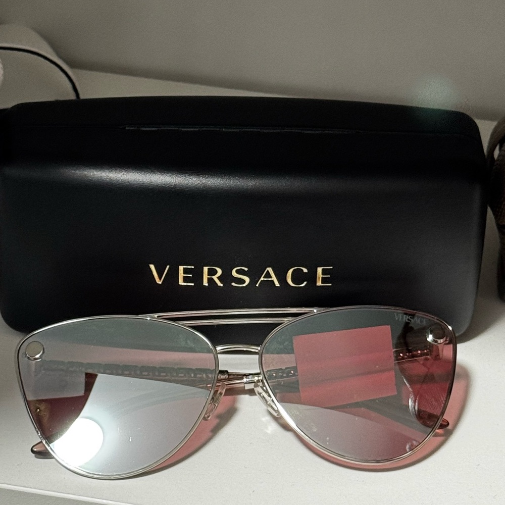 Versace Women's Pink and Silver Sunglasses
